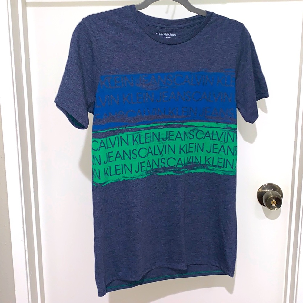 Calvin Klein Jeans Youths Boy T-shirt Tee Ck monogram L/G 14/16 Grey